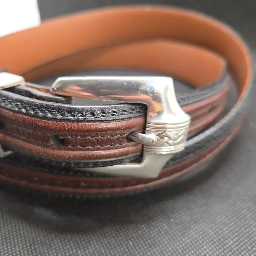 Brighton Onyx Belt 12200 Size 44 Pinon Hills Inlay Black w/ Brown Braided Accent